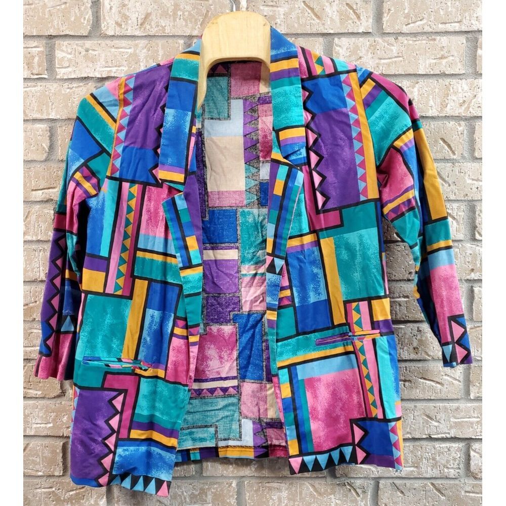 Barrie Stephens Abstract Art Vintage Top Blazer Mature Womens Size‎ 10 Geometric